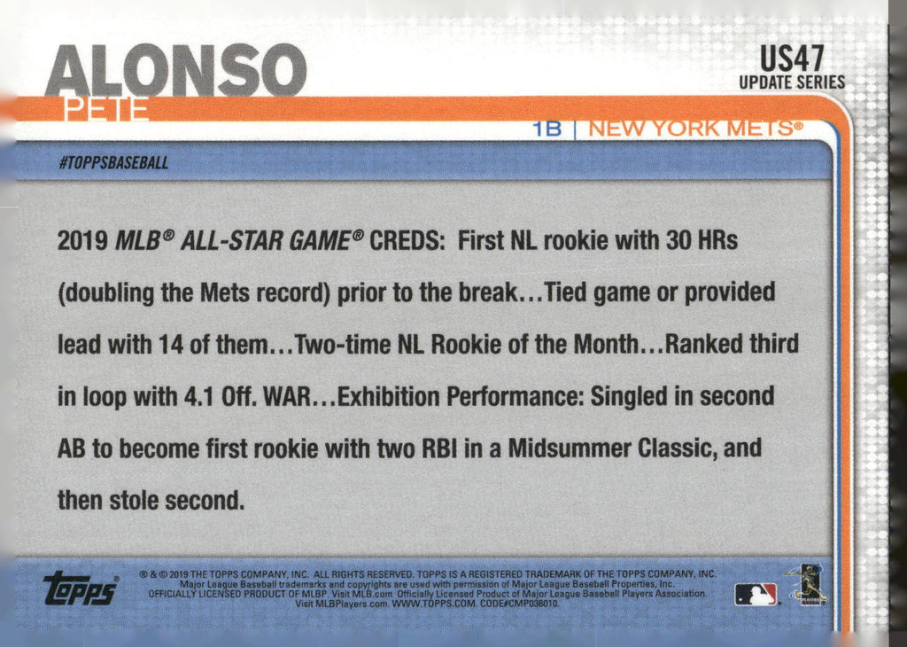 2019 Topps Update #US47 Pete Alonso