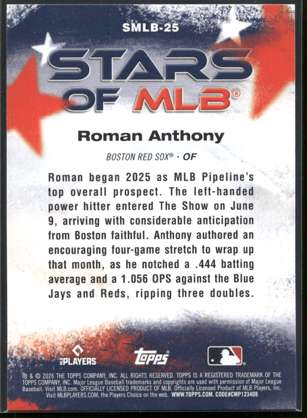2026 Topps #SMLB-25 Roman Anthony