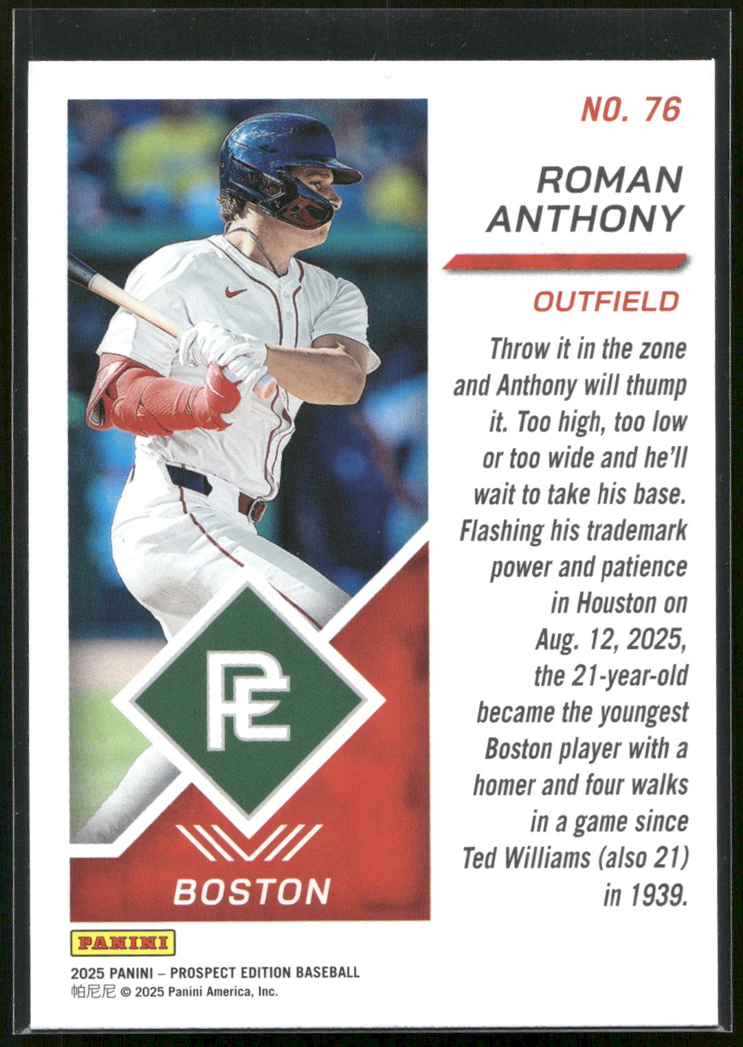 2025 Panini Prospect Edition #76 Roman Anthony