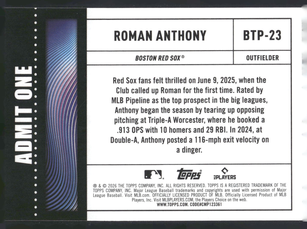 2026 Topps #BTP-23 Roman Anthony Big Ticket Players