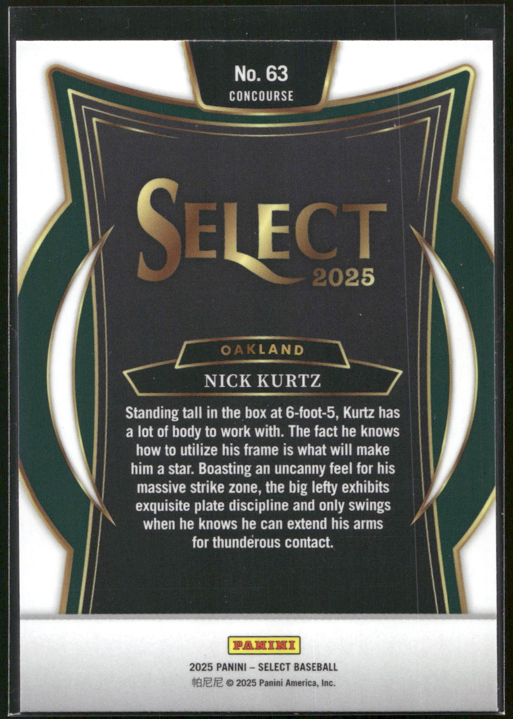 2025 Panini Select #63 Nick Kurtz