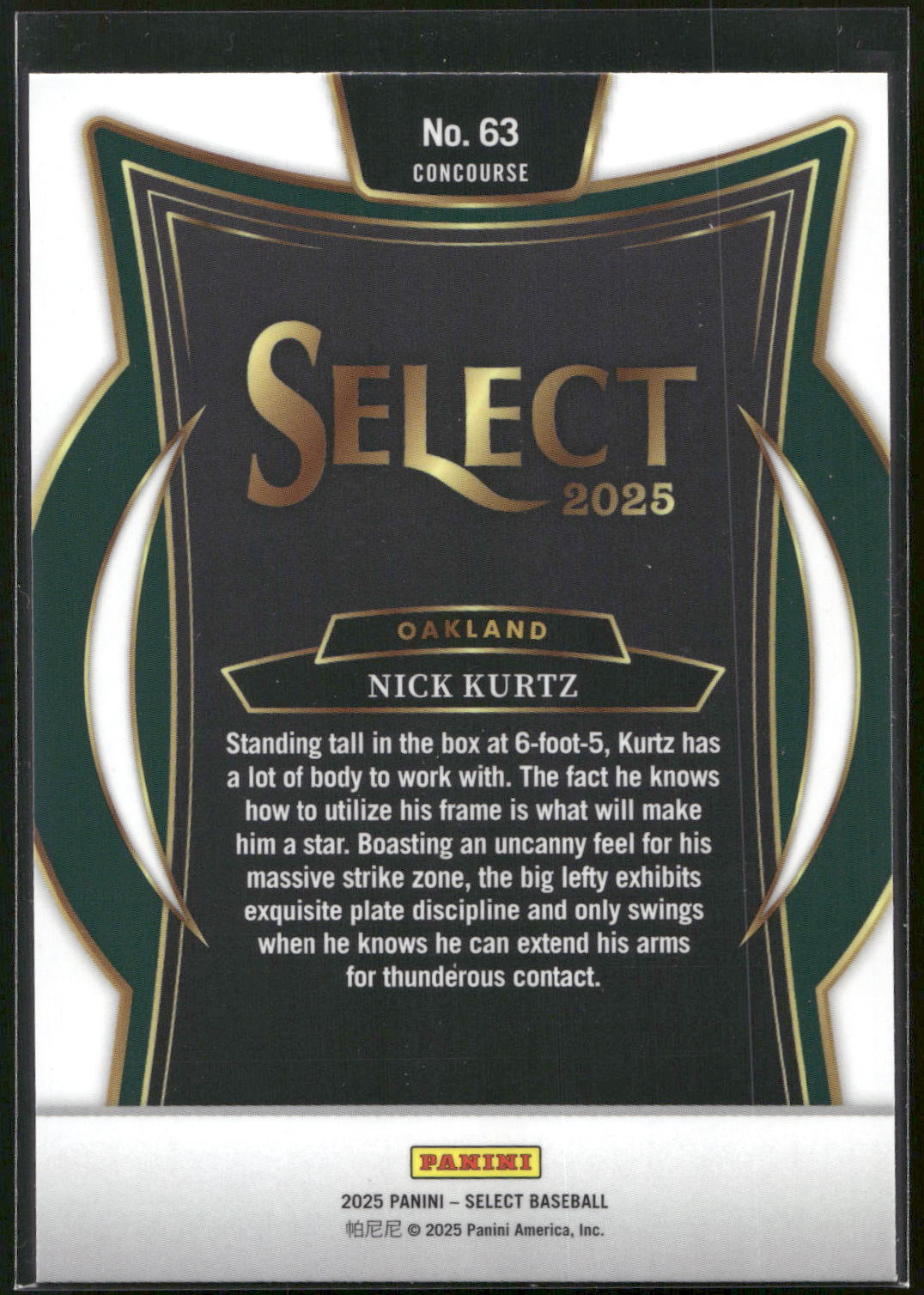 2025 Panini Select #63 Nick Kurtz