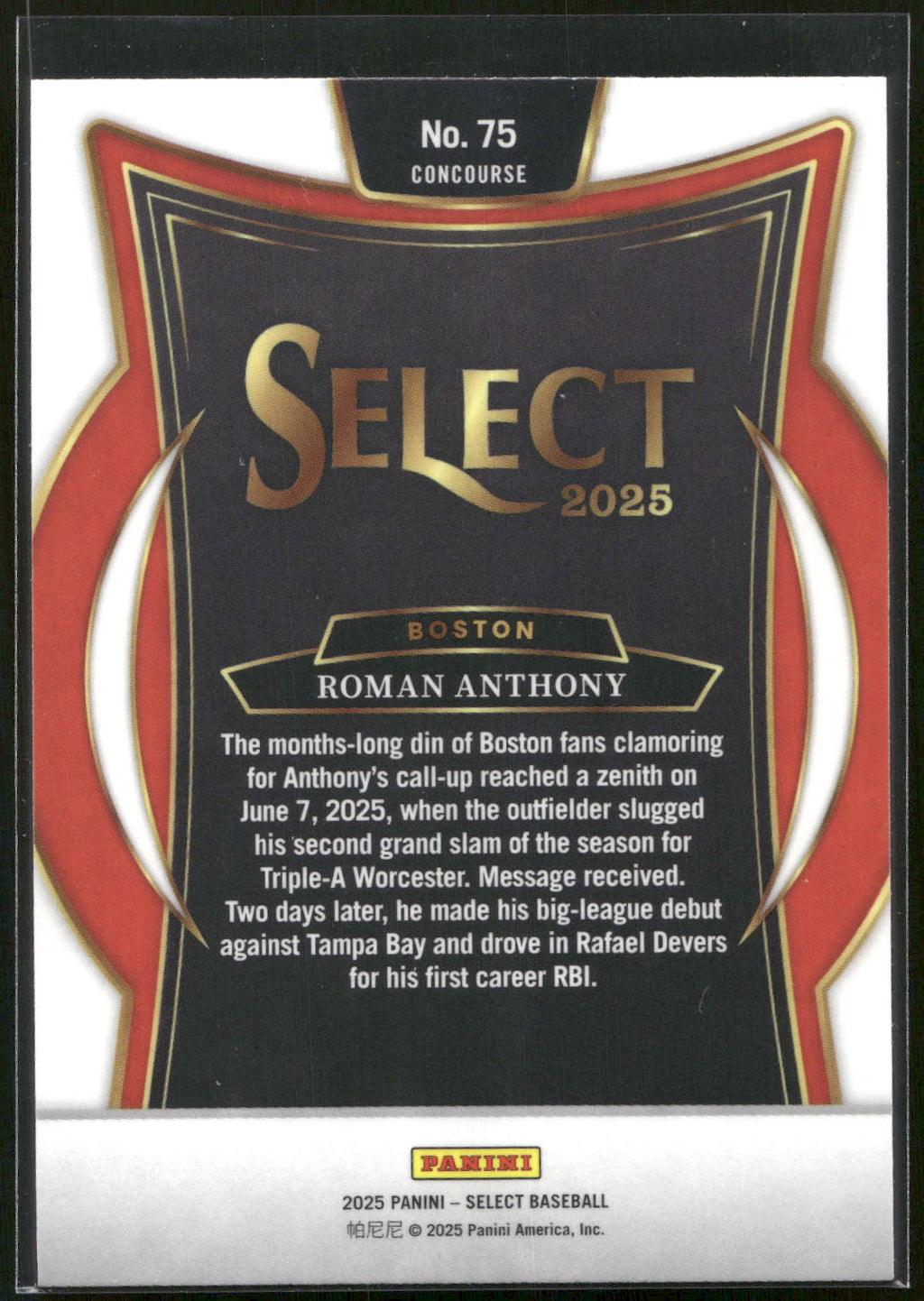 2025 Panini Select #75 Roman Anthony