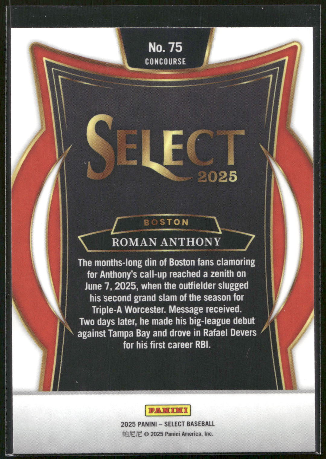 2025 Panini Select #75 Roman Anthony