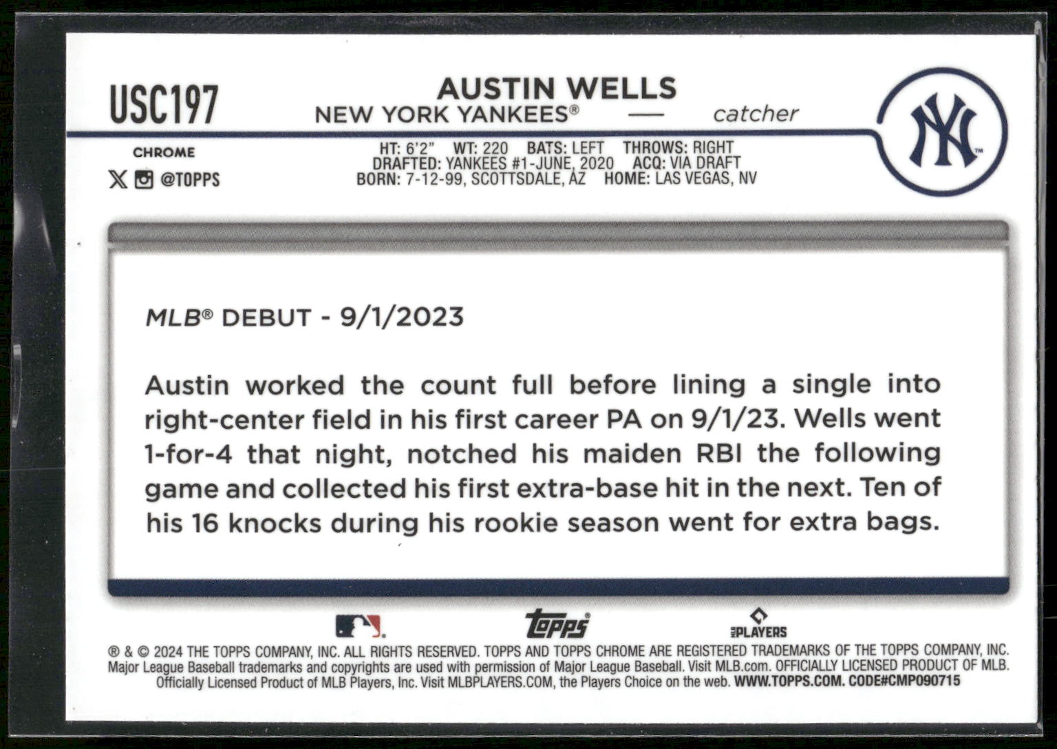 2024 Topps Chrome Update #USC197 Austin Wells