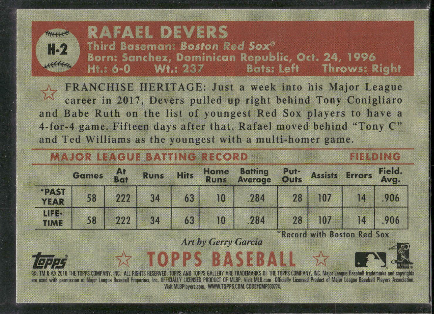 2018 Topps Gallery #H-2 Rafael Devers Heritage