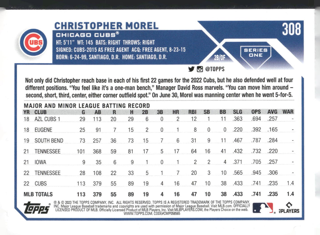 2023 Topps #308 Christopher Morel