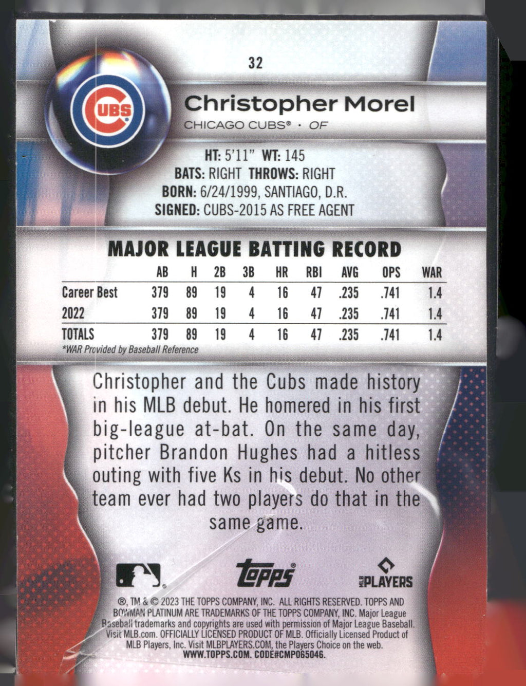 2023 Bowman Platinum #32 Christopher Morel