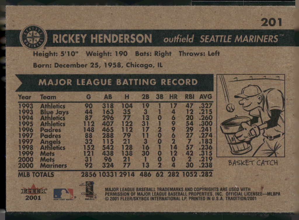 2001 Fleer Tradition #201 Rickey Henderson