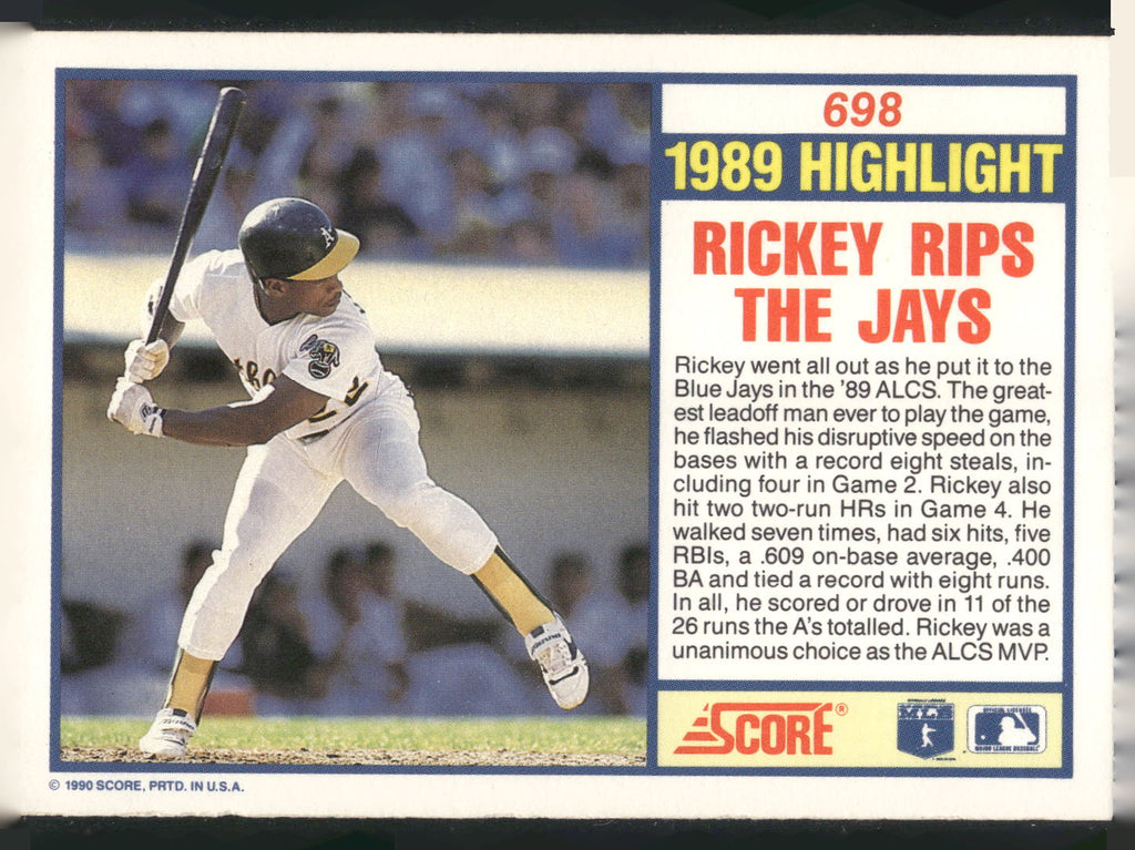 1990 Score #698 Rickey Henderson