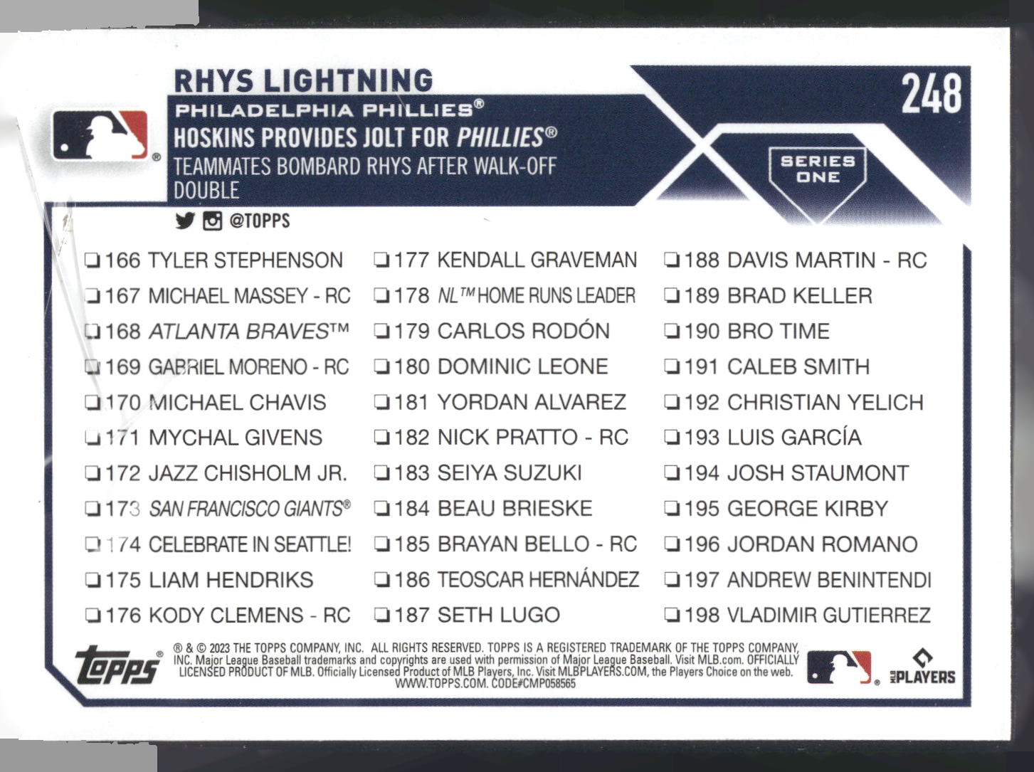 2023 Topps #248 Rhys Lightning