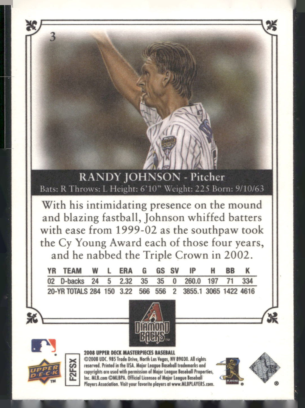 2008 Upper Deck Masterpieces #3 Randy Johnson