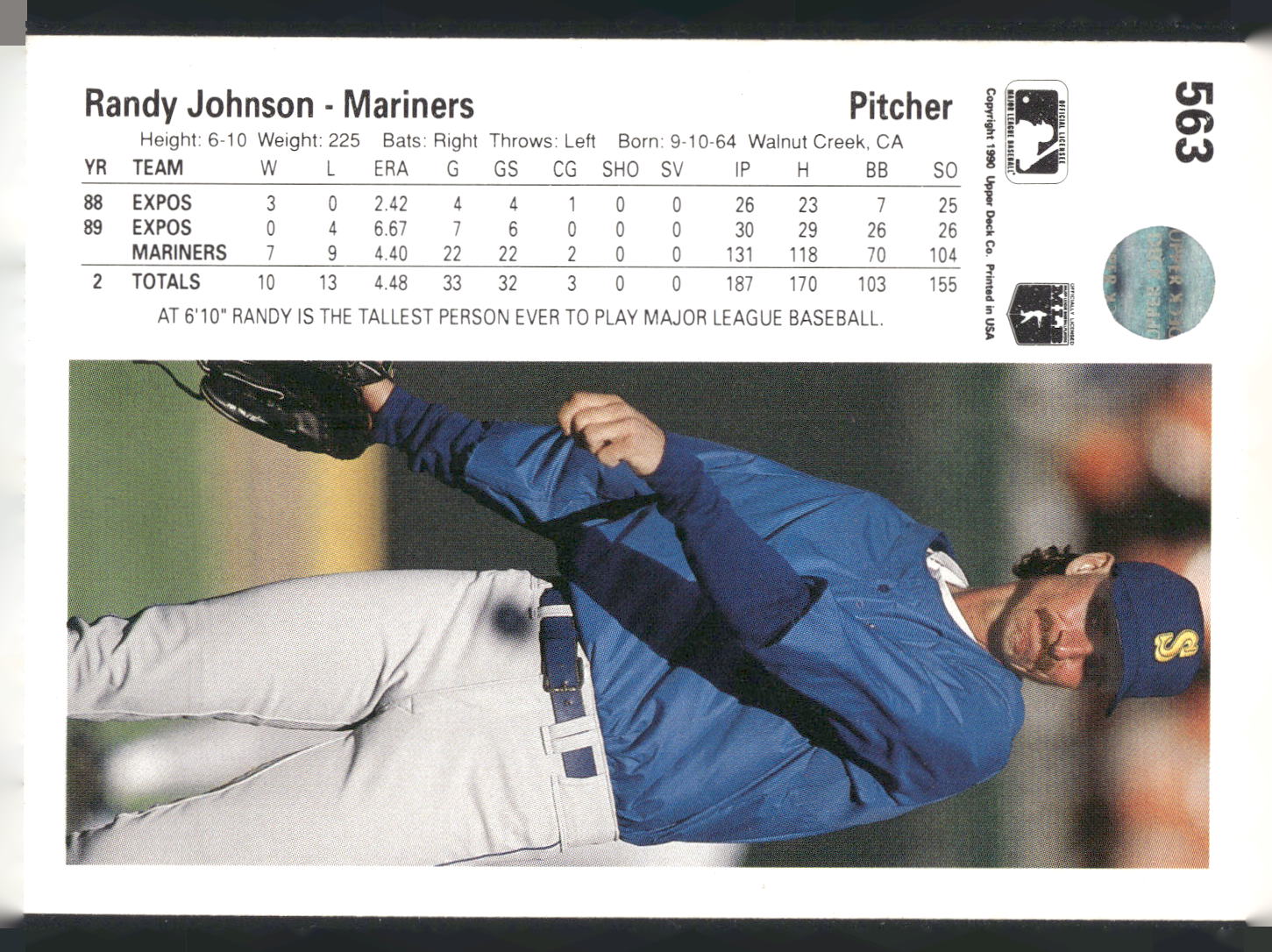 1990 Upper Deck #563 Randy Johnson