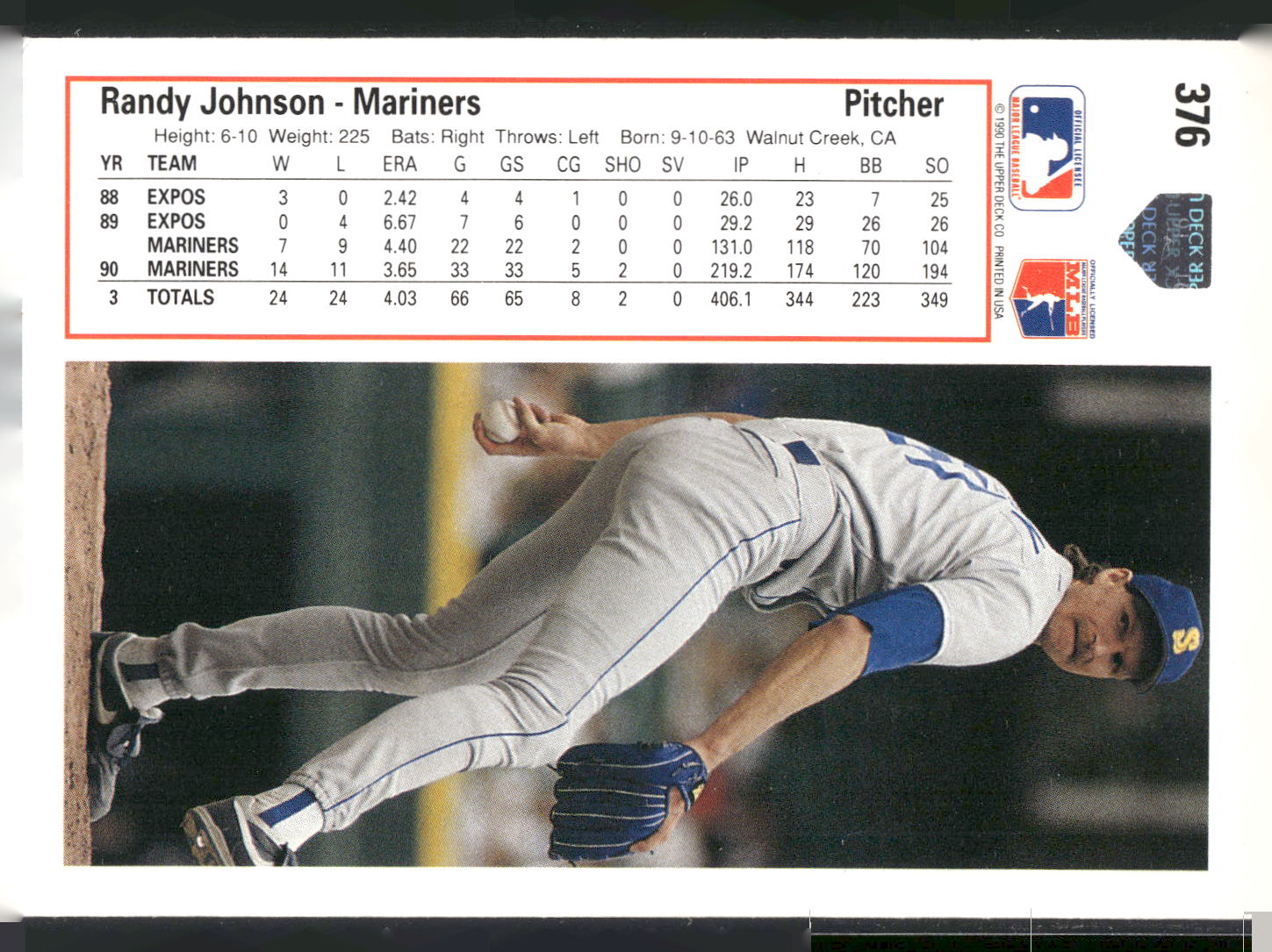 1991 Upper Deck #376 Randy Johnson