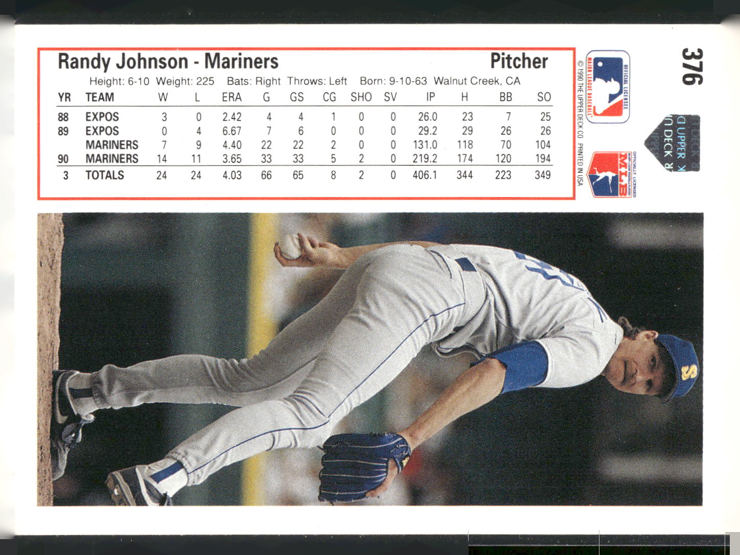 1991 Upper Deck #376b Randy Johnson