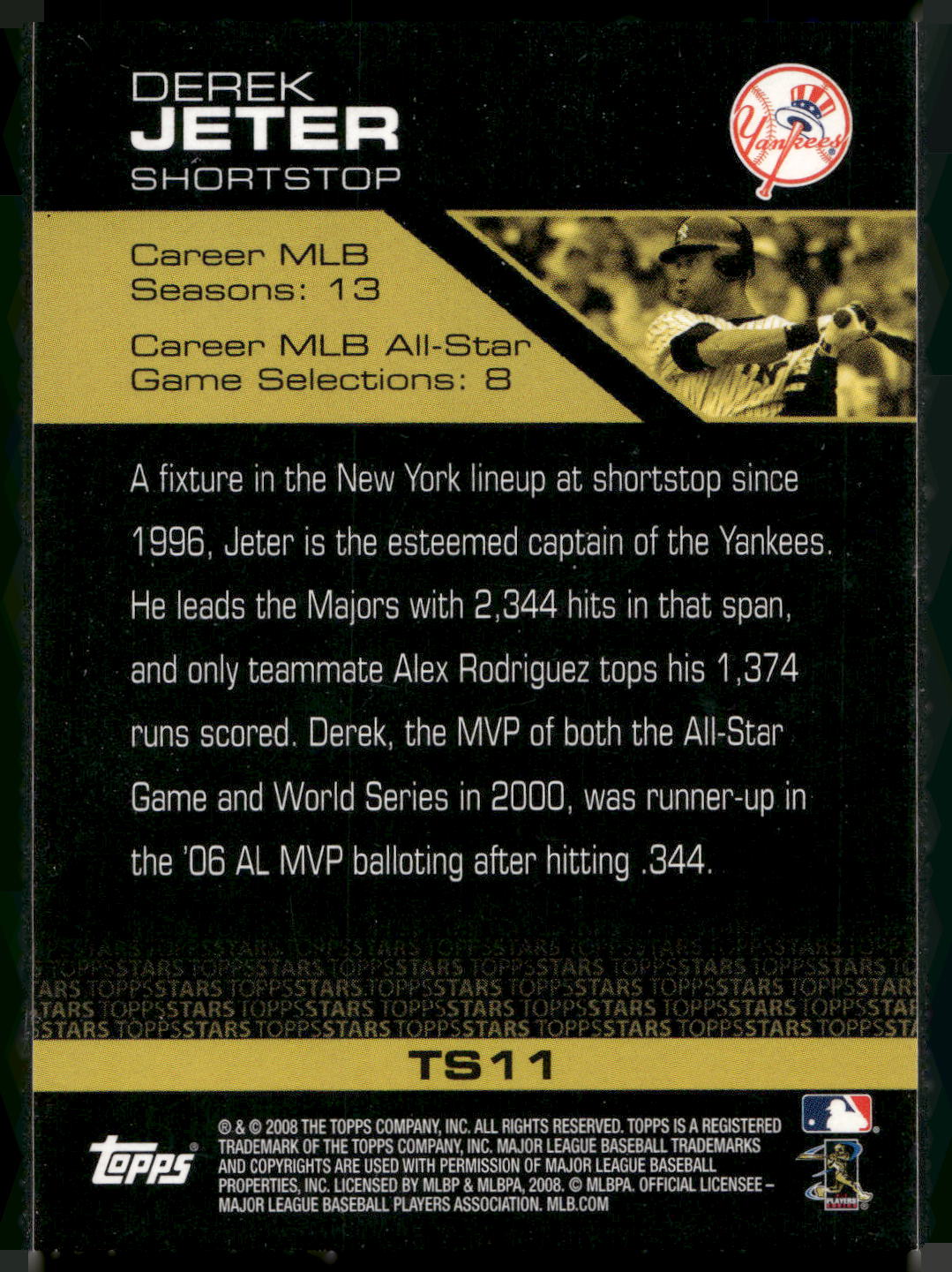 2008 Topps #TS11 Derek Jeter Topps Stars