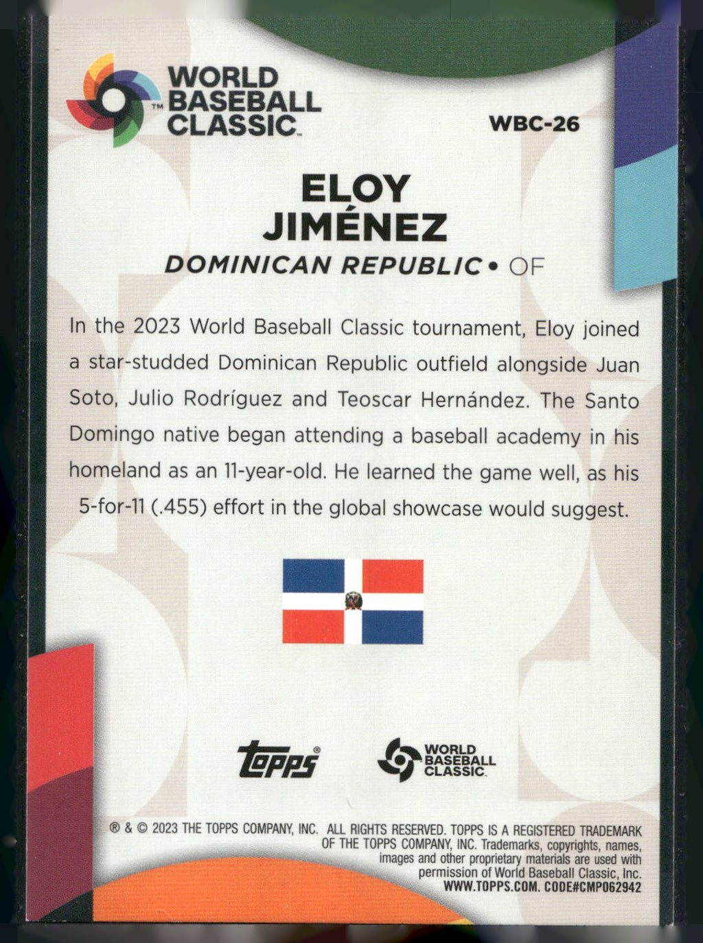 2023 Topps #WBC-26 Eloy Jiménez 2023 World Baseball Classic Stars