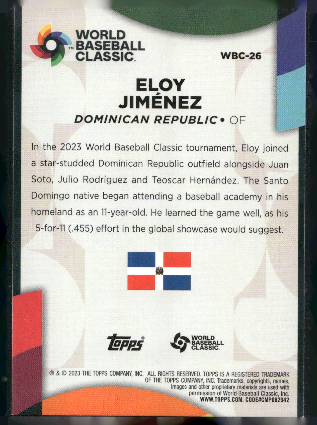 2023 Topps #WBC-26 Eloy Jiménez 2023 World Baseball Classic Stars