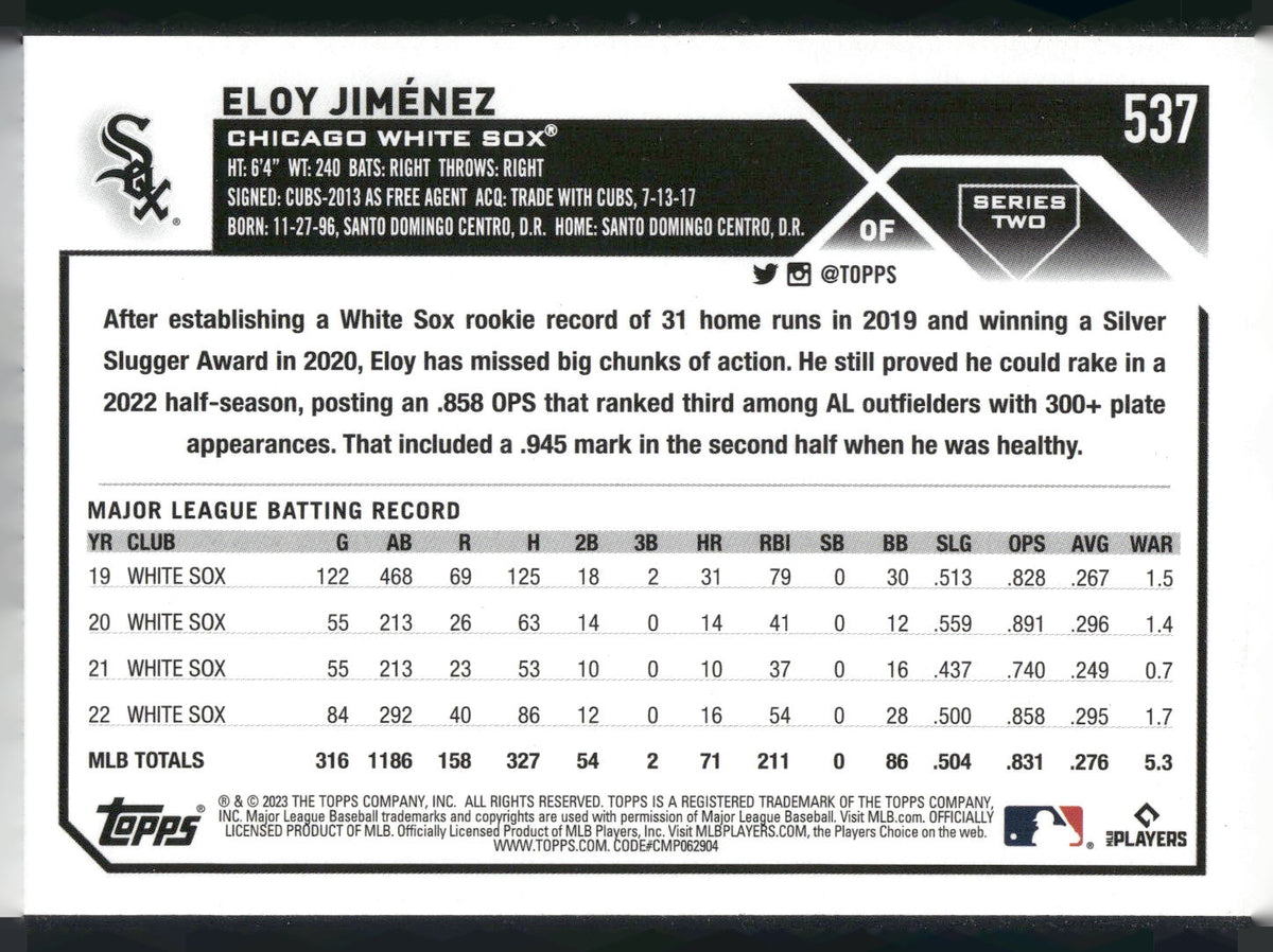 2023 Topps #537 Eloy Jiménez