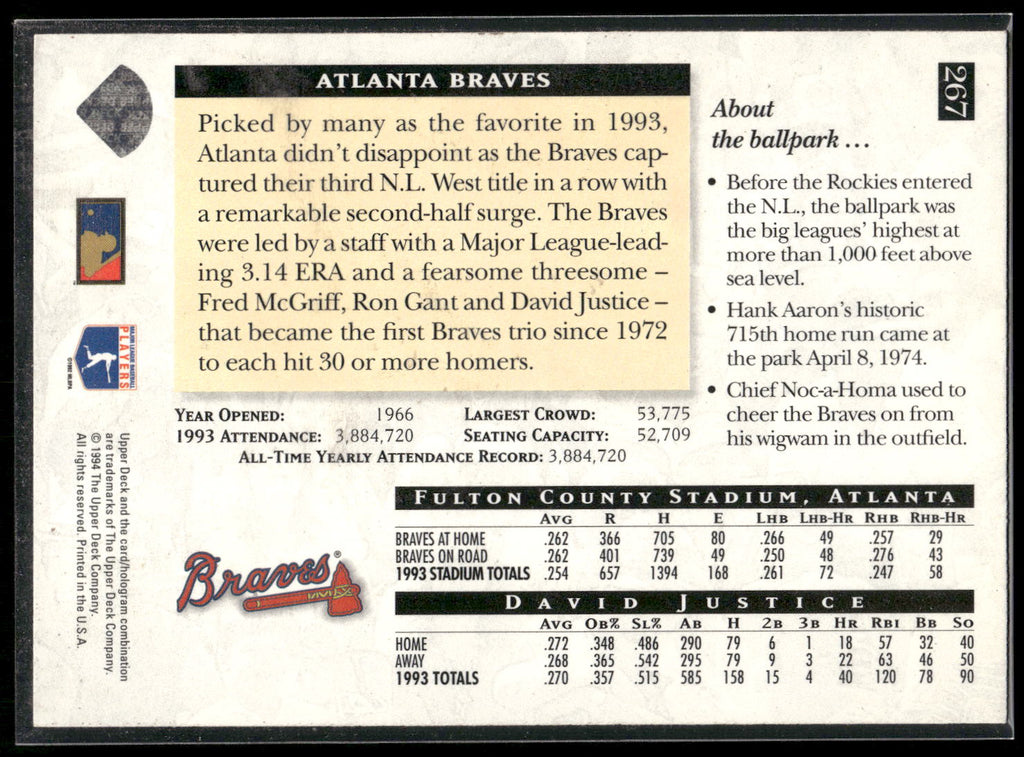 1994 Upper Deck #267 David Justice