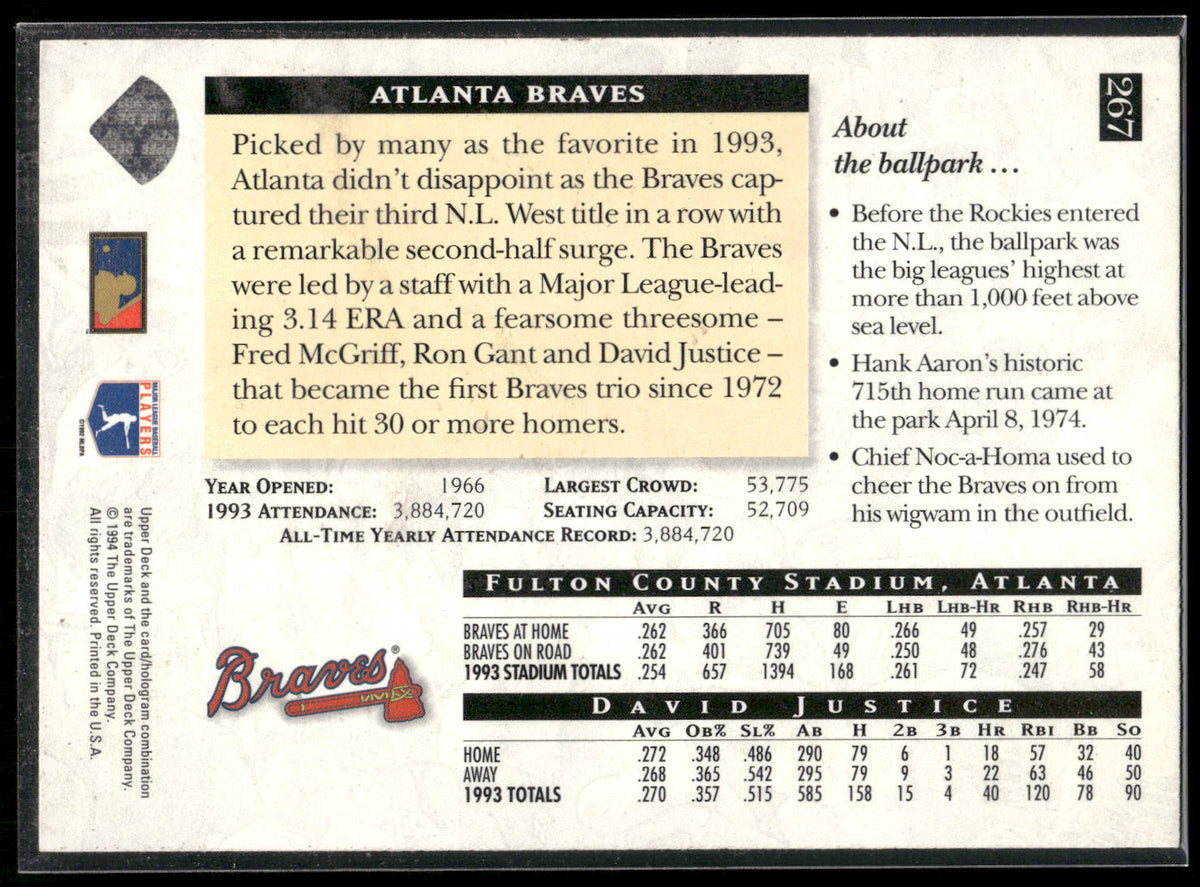 1994 Upper Deck #267 David Justice