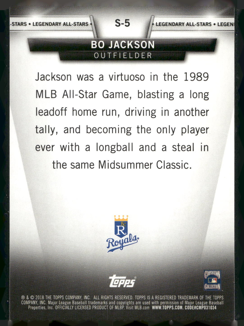 2018 Topps Update #S-5 Bo Jackson Salute