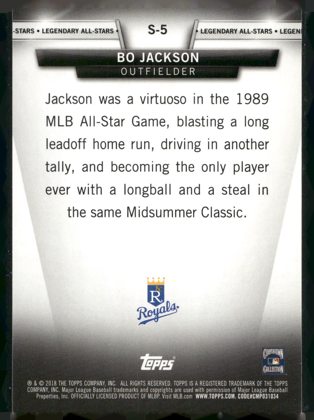 2018 Topps Update #S-5 Bo Jackson Salute