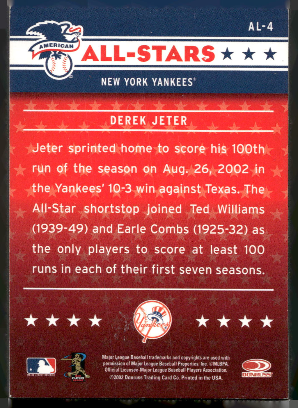 2003 Donruss #AL-4 Derek Jeter All-Stars