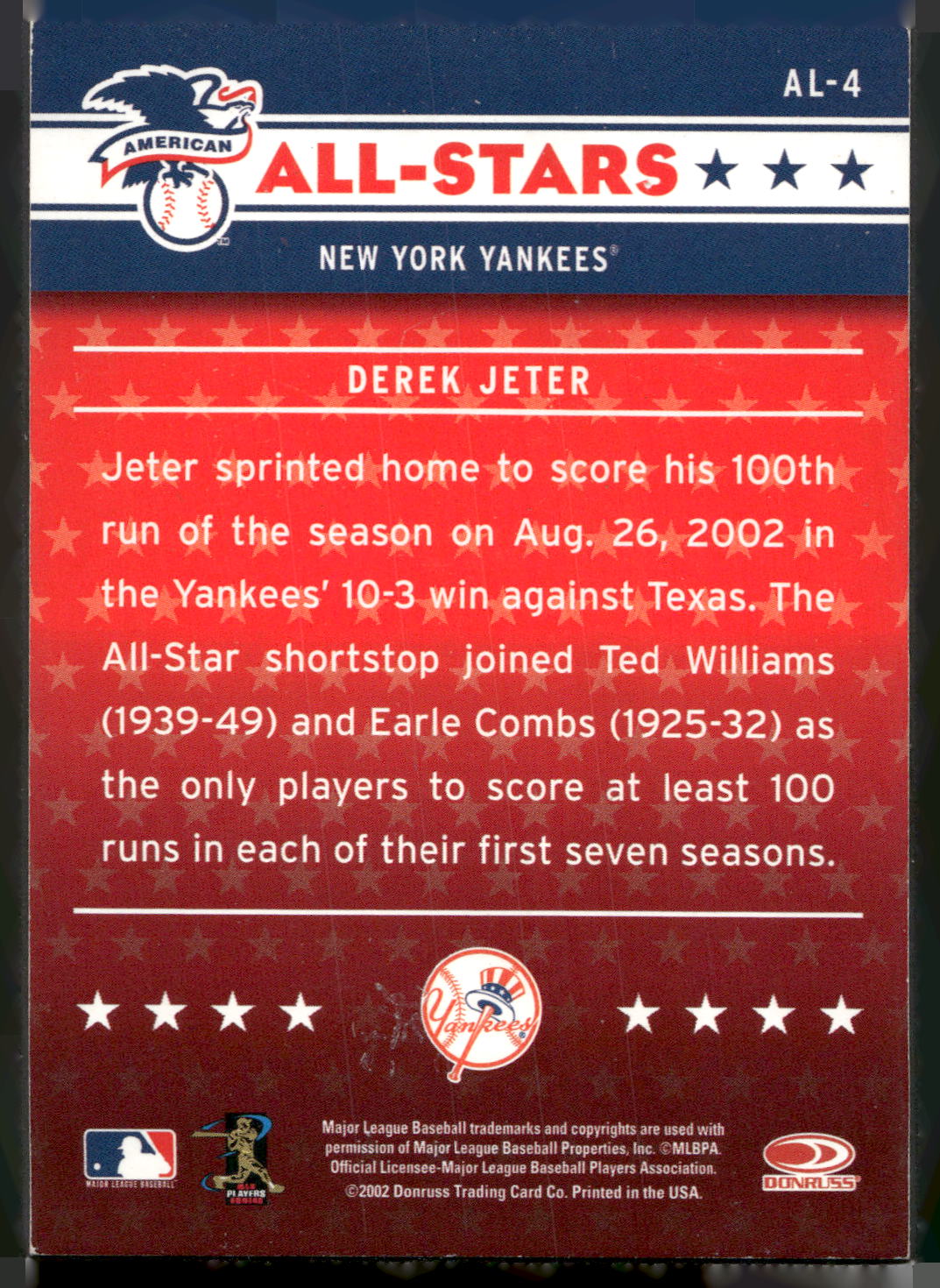 2003 Donruss #AL-4 Derek Jeter All-Stars