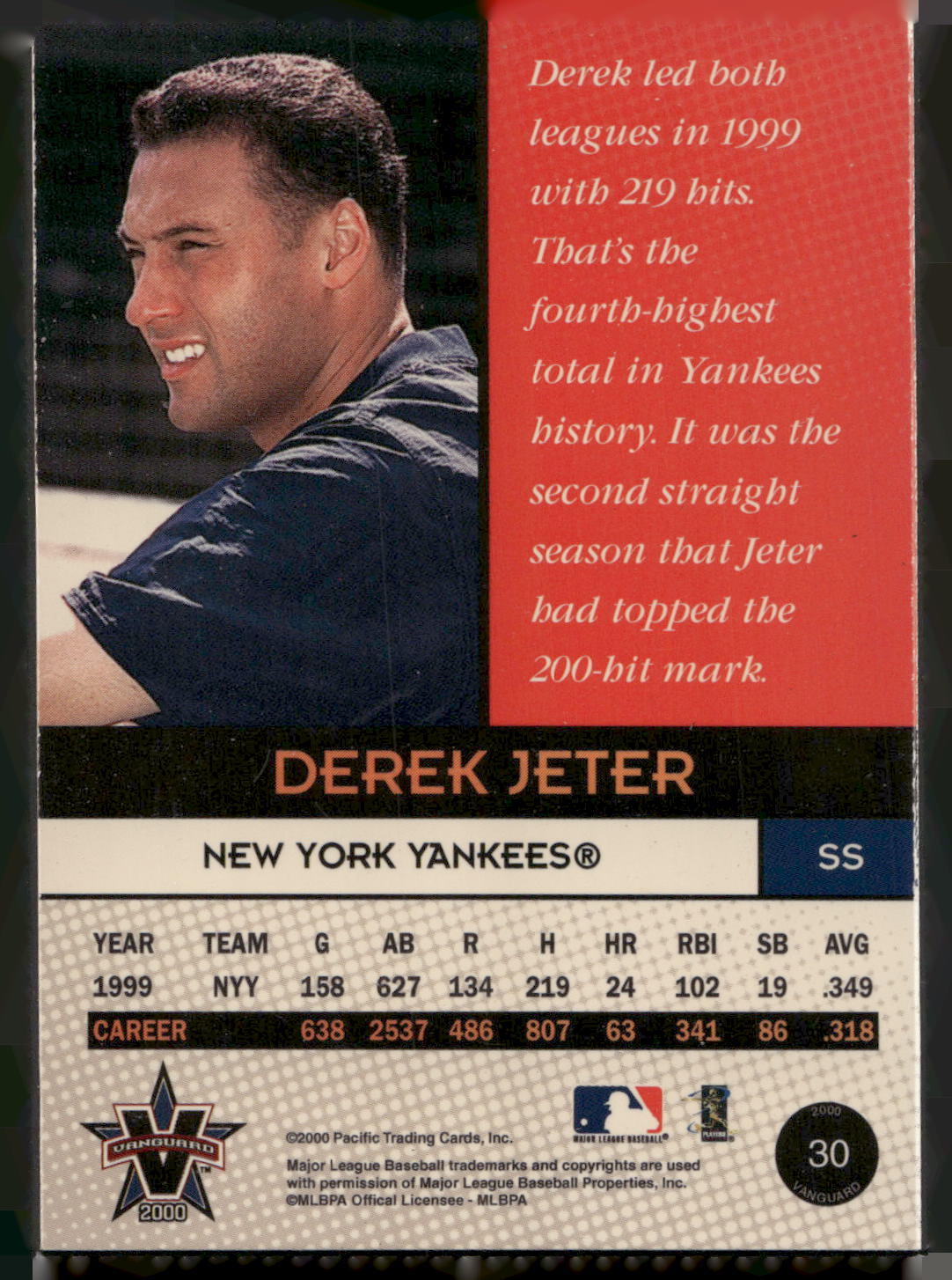 2000 Pacific Vanguard #30 Derek Jeter