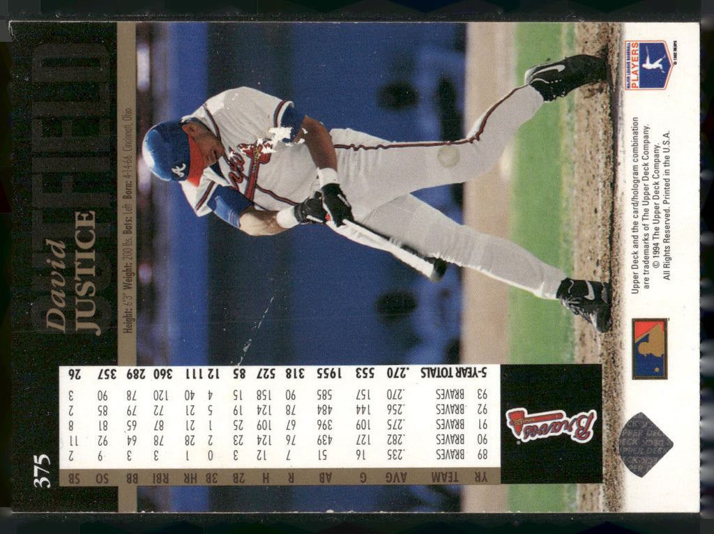 1994 Upper Deck #375 David Justice Electric Diamond