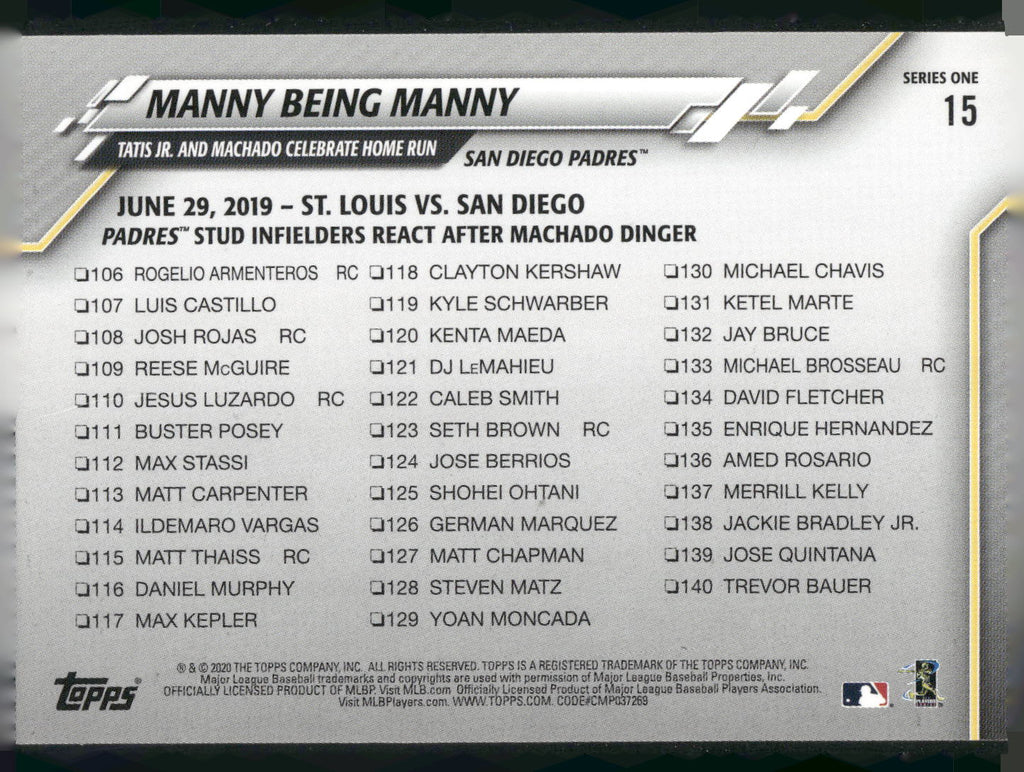 2020 Topps #15 Manny Being Manny