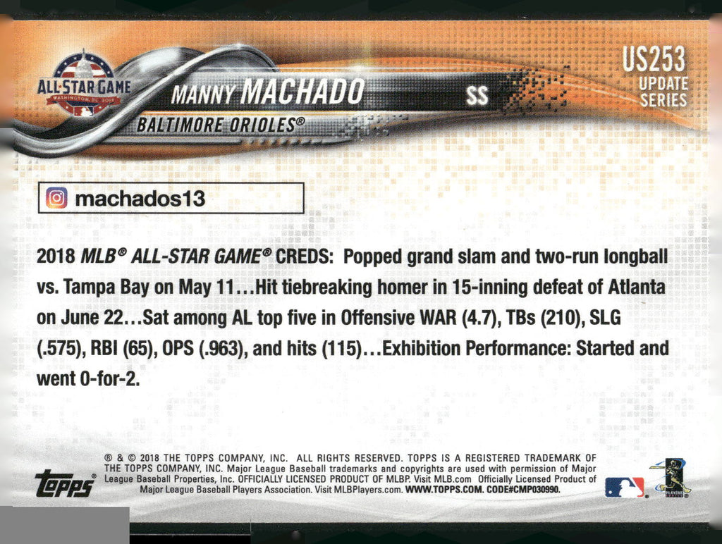 2018 Topps Update #US253 Manny Machado