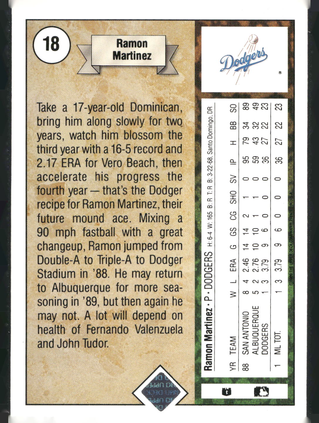 1989 Upper Deck #18 Ramon Martinez