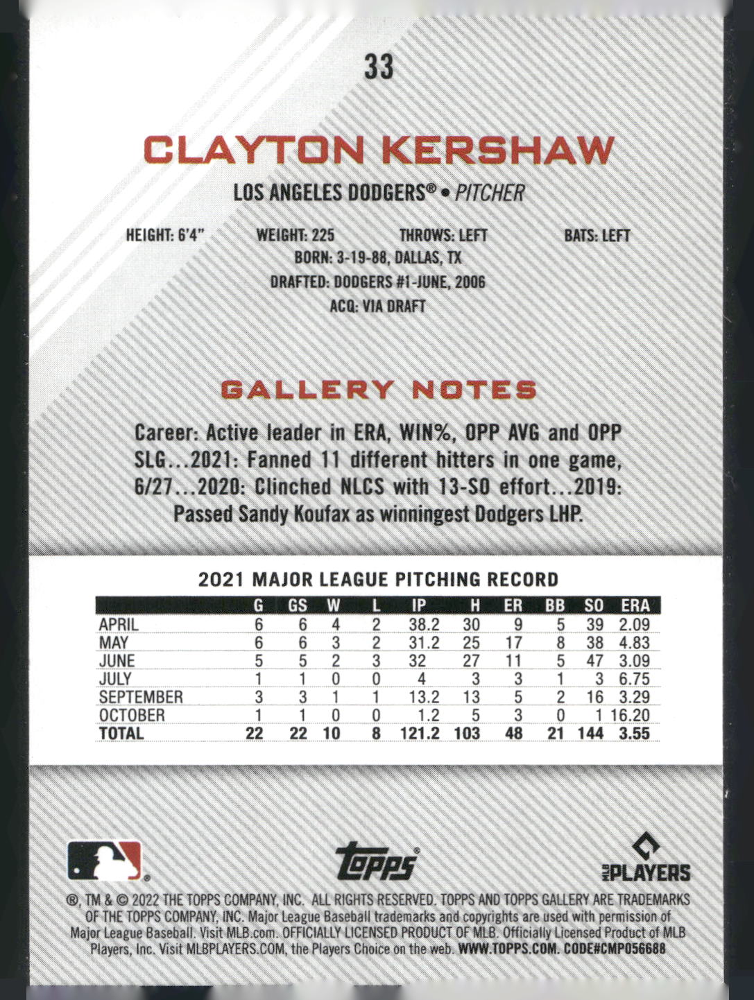 2022 Topps Gallery #33 Clayton Kershaw