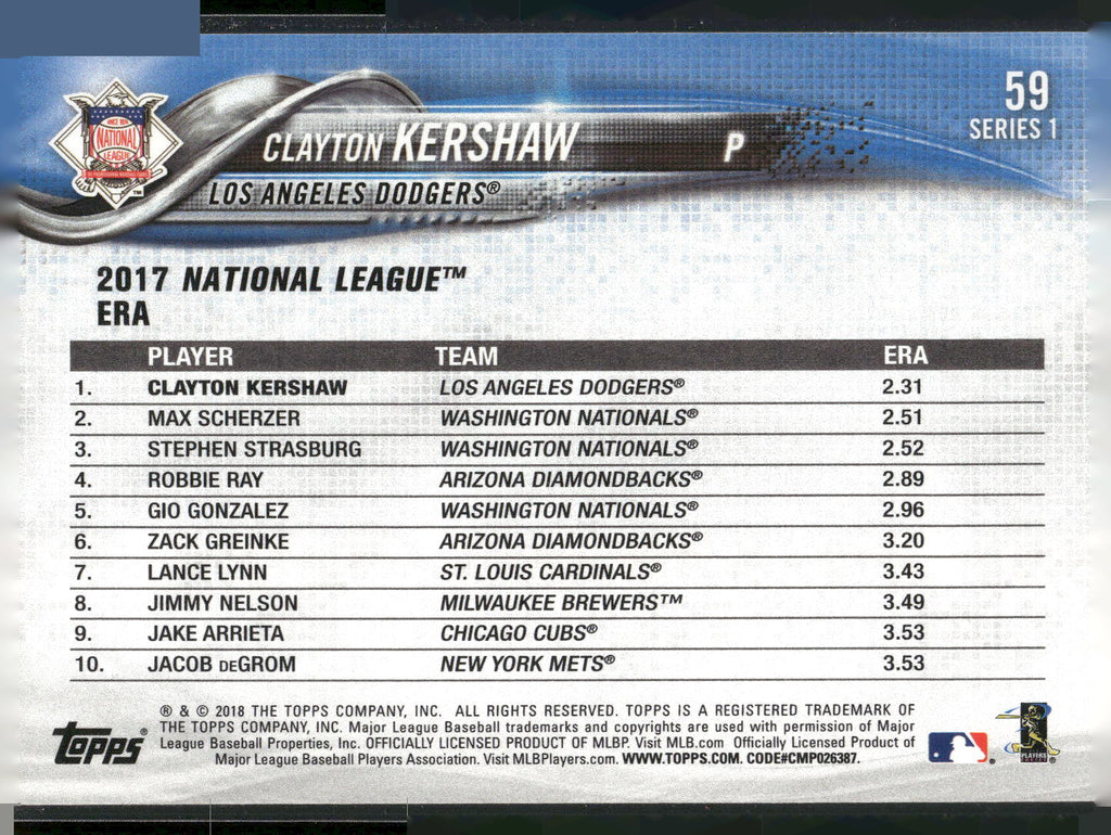 2018 Topps #59 Clayton Kershaw