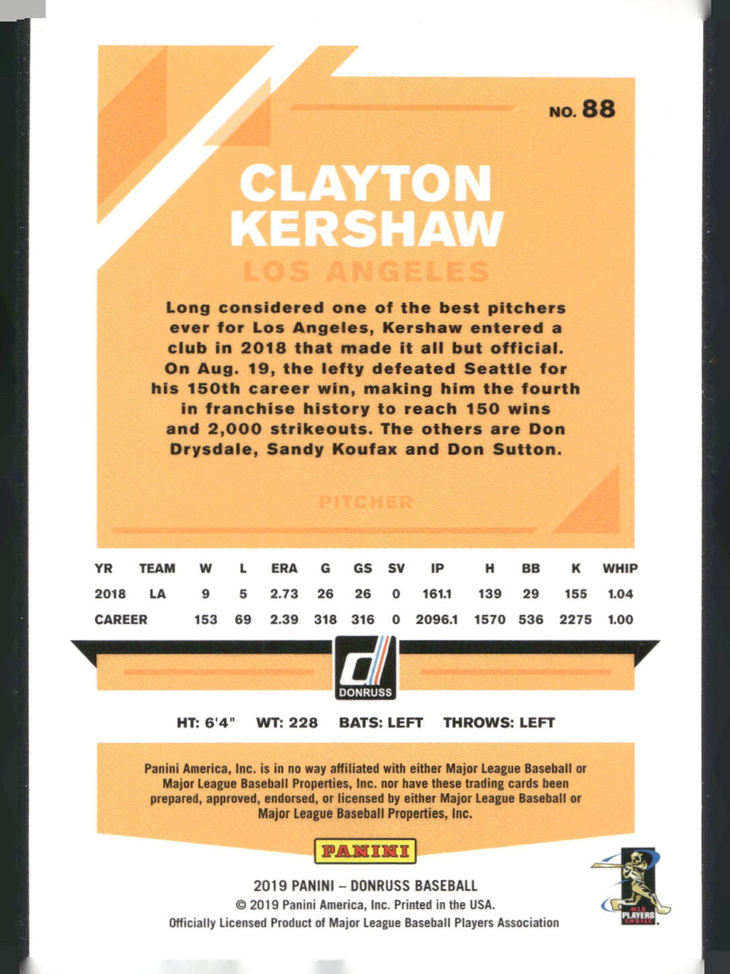 2019 Donruss #88 Clayton Kershaw