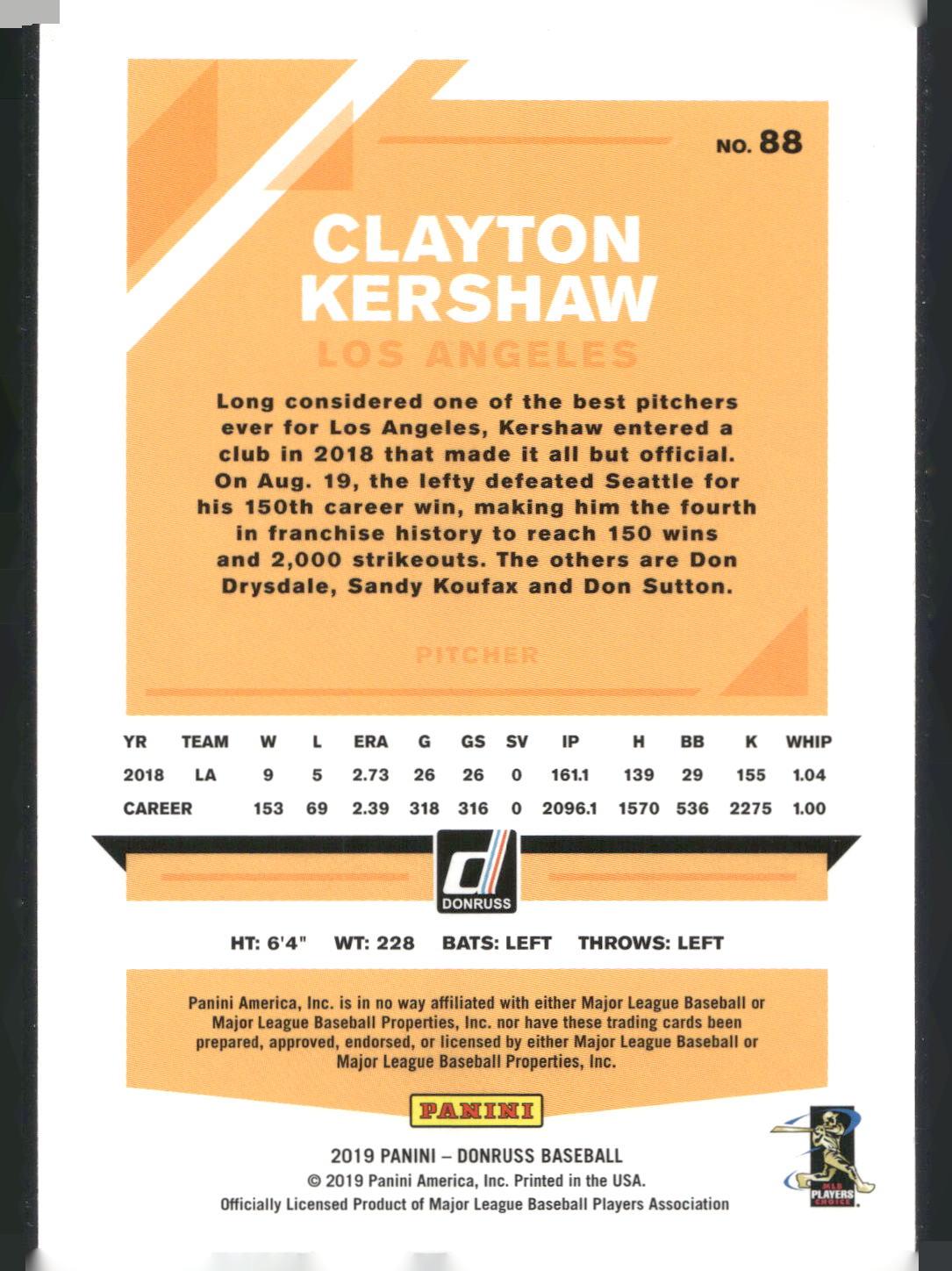 2019 Donruss #88 Clayton Kershaw