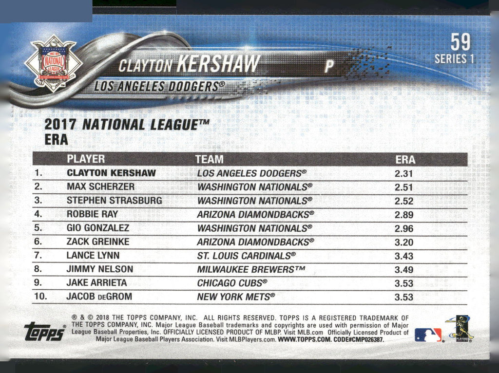 2018 Topps #59 Clayton Kershaw