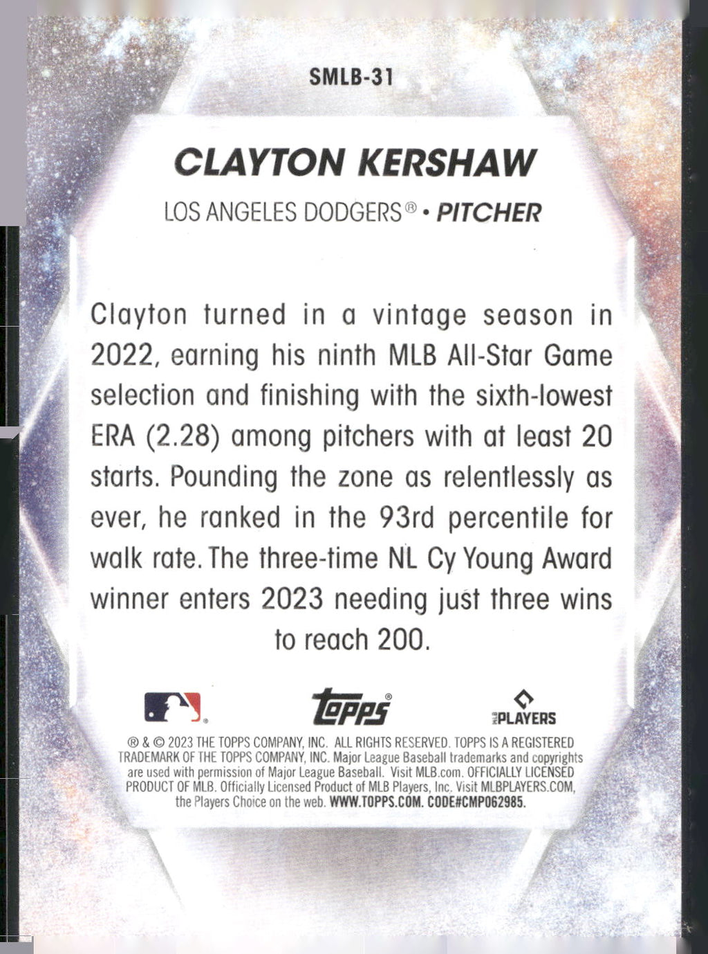 2023 Topps #SMLB-31 Clayton Kershaw Stars of MLB