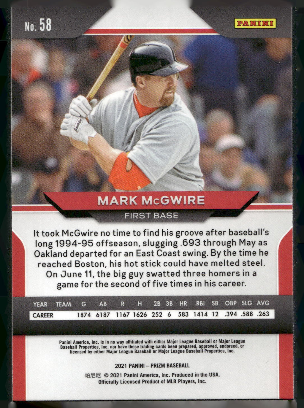2021 Panini Prizm #58 Mark McGwire