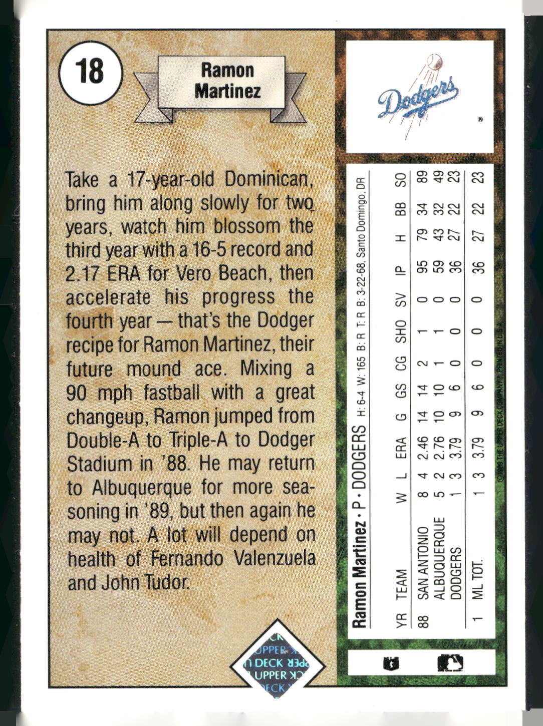 1989 Upper Deck #18 Ramon Martinez