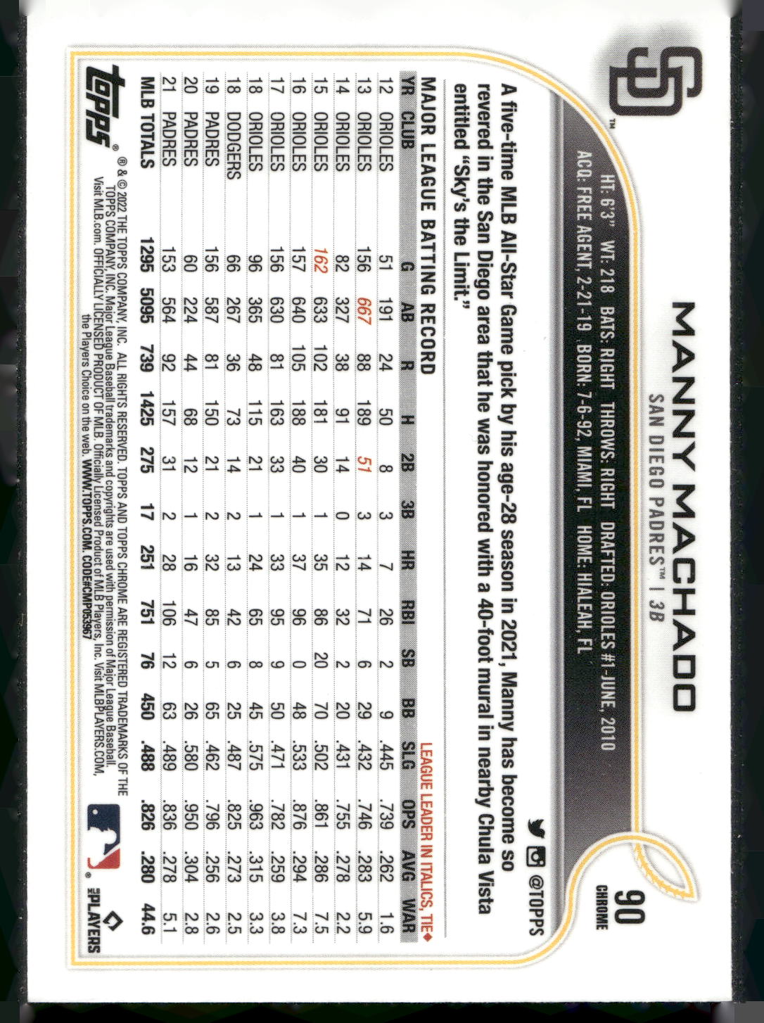2022 Topps Chrome #90 Manny Machado