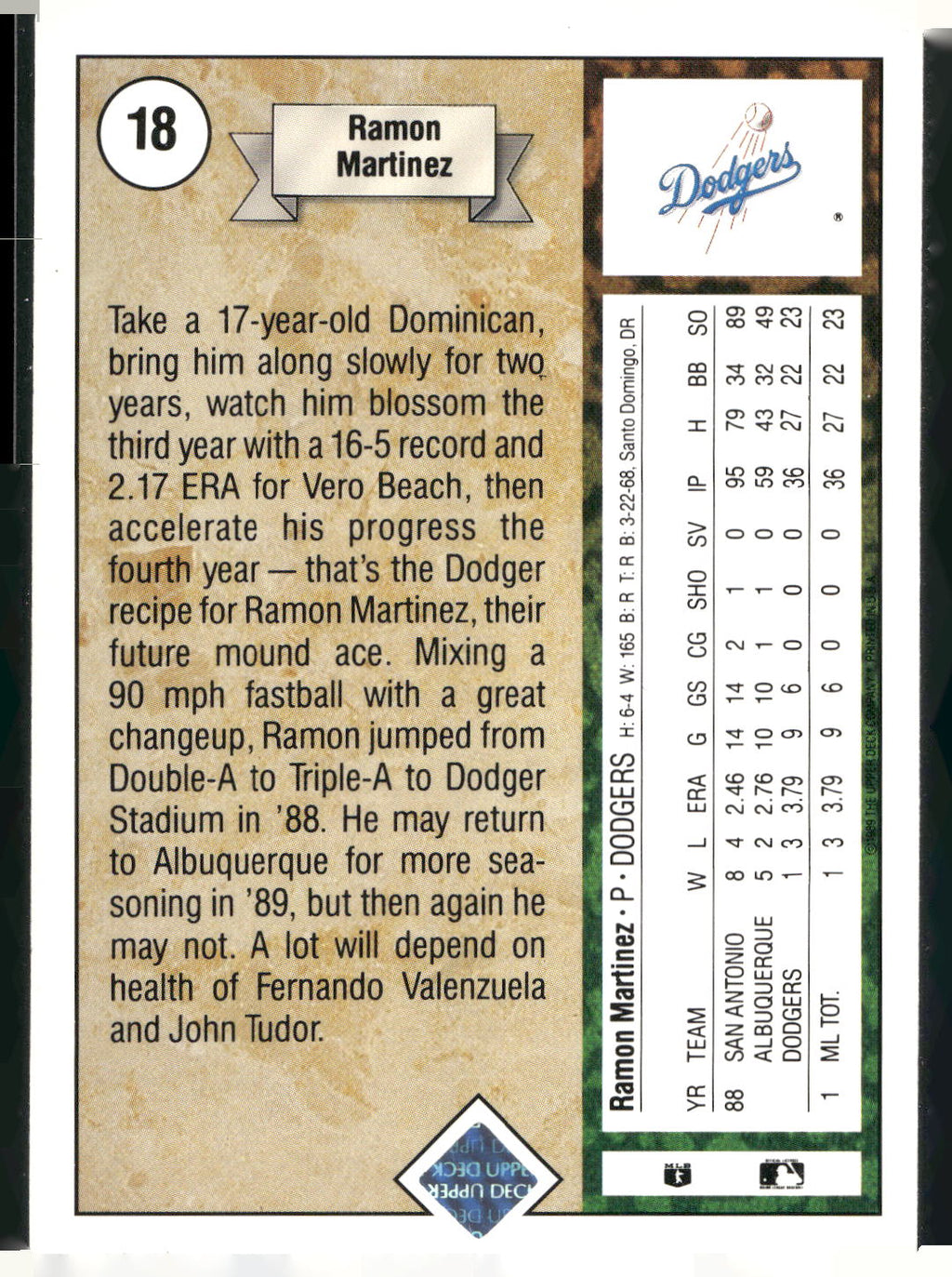 1989 Upper Deck #18 Ramon Martinez