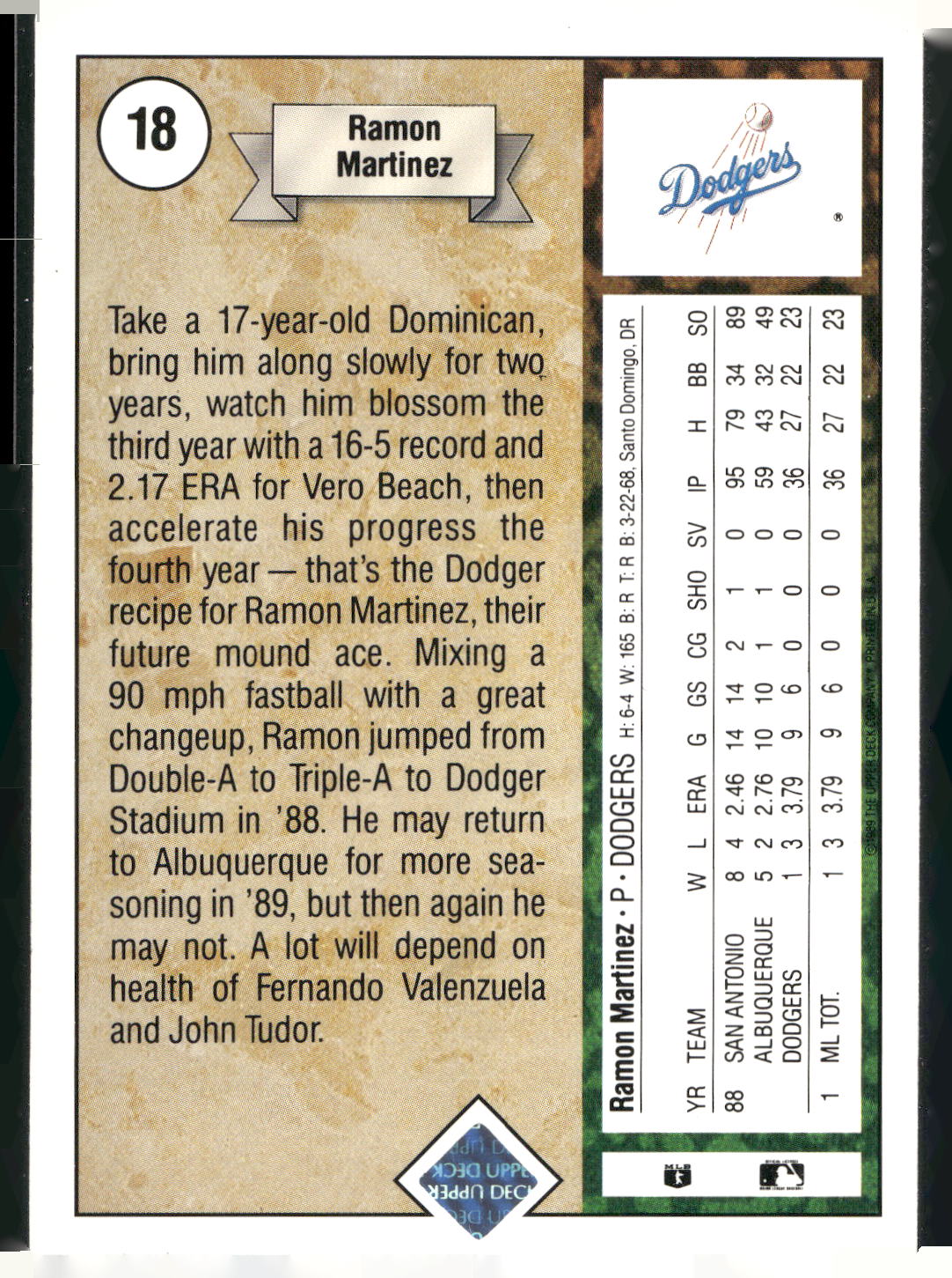 1989 Upper Deck #18 Ramon Martinez