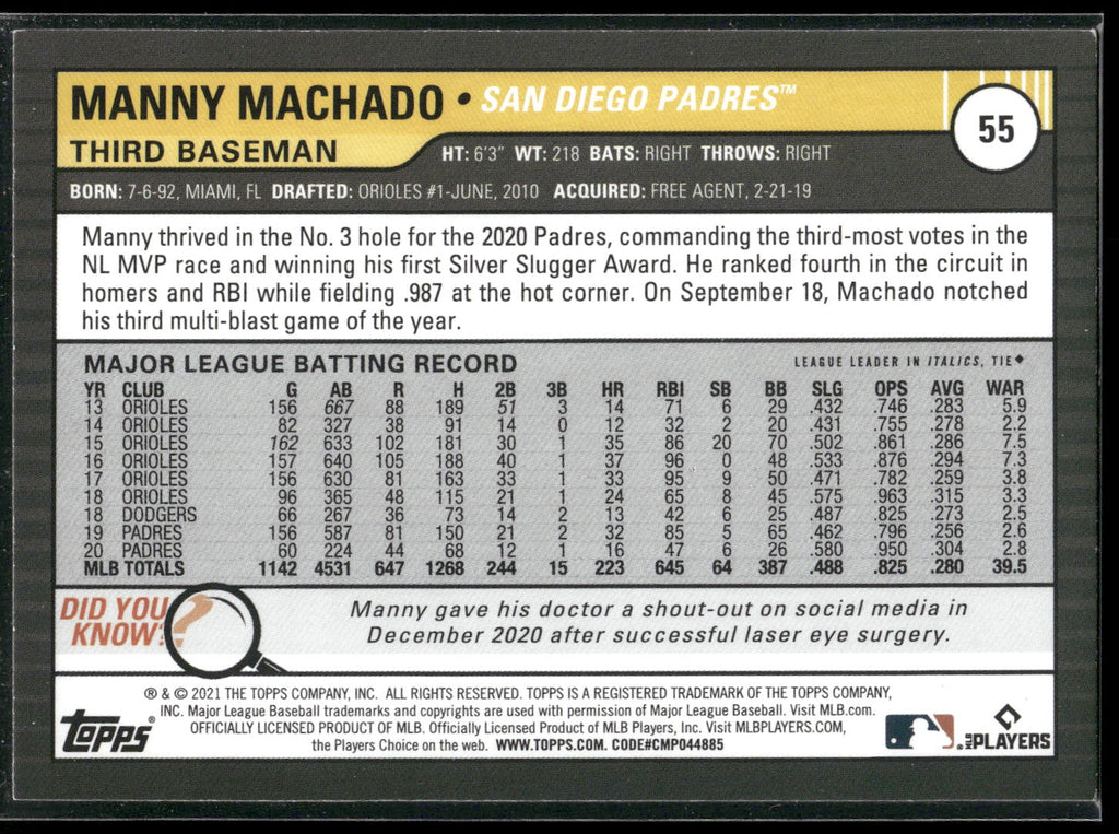 2021 Topps Big League #55 Manny Machado
