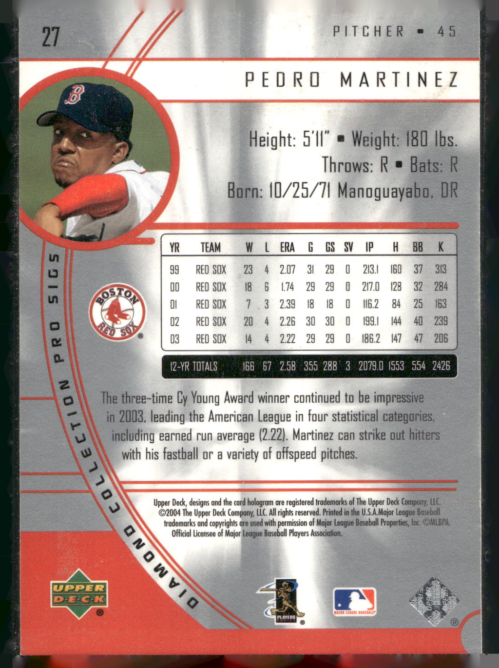 2004 Upper Deck Diamond Collection Pro Sigs #27 Pedro Martinez