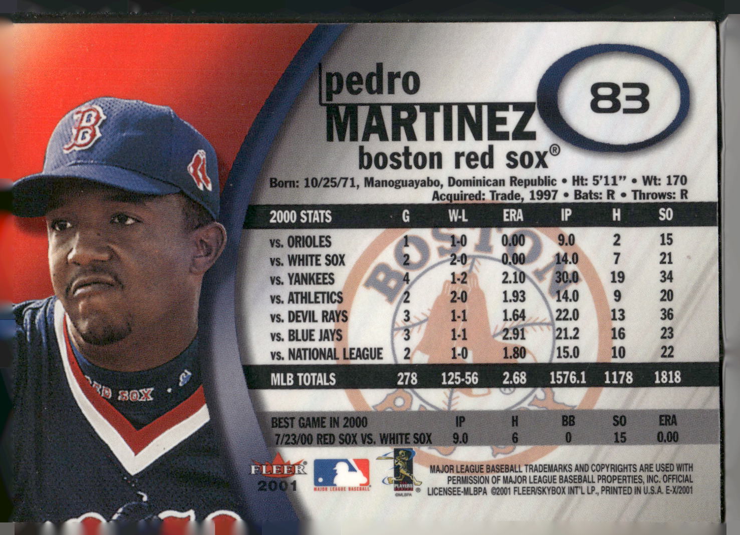 2001 Fleer E-X #83 Pedro Martinez