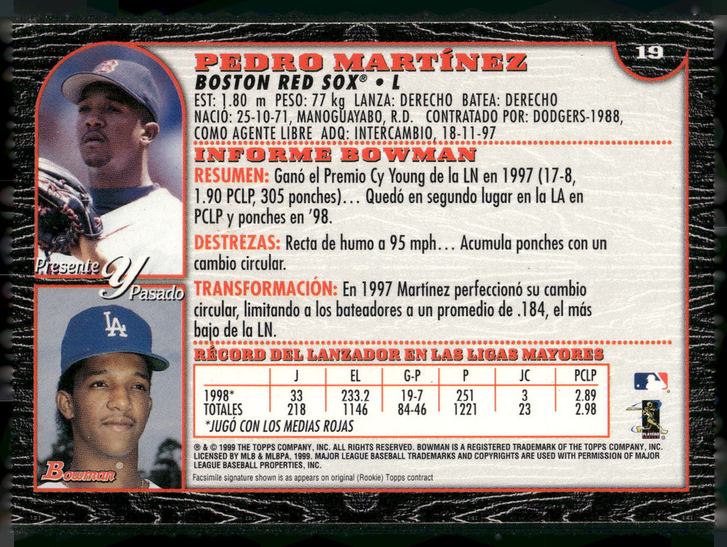 1999 Bowman #19 Pedro Martinez International
