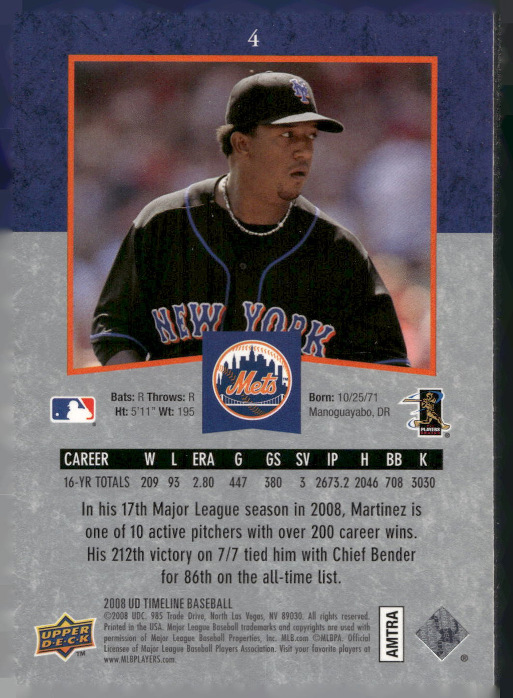 2008 Upper Deck Timeline #4 Pedro Martinez